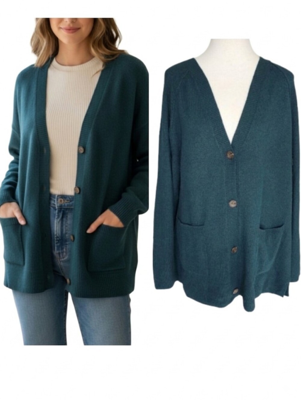 Sonoma dark green long cardigan sweater Button Front Women's size extra large XL